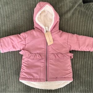 New First Impressions Cute Fleece lined Pink Hooded Baby Jacket